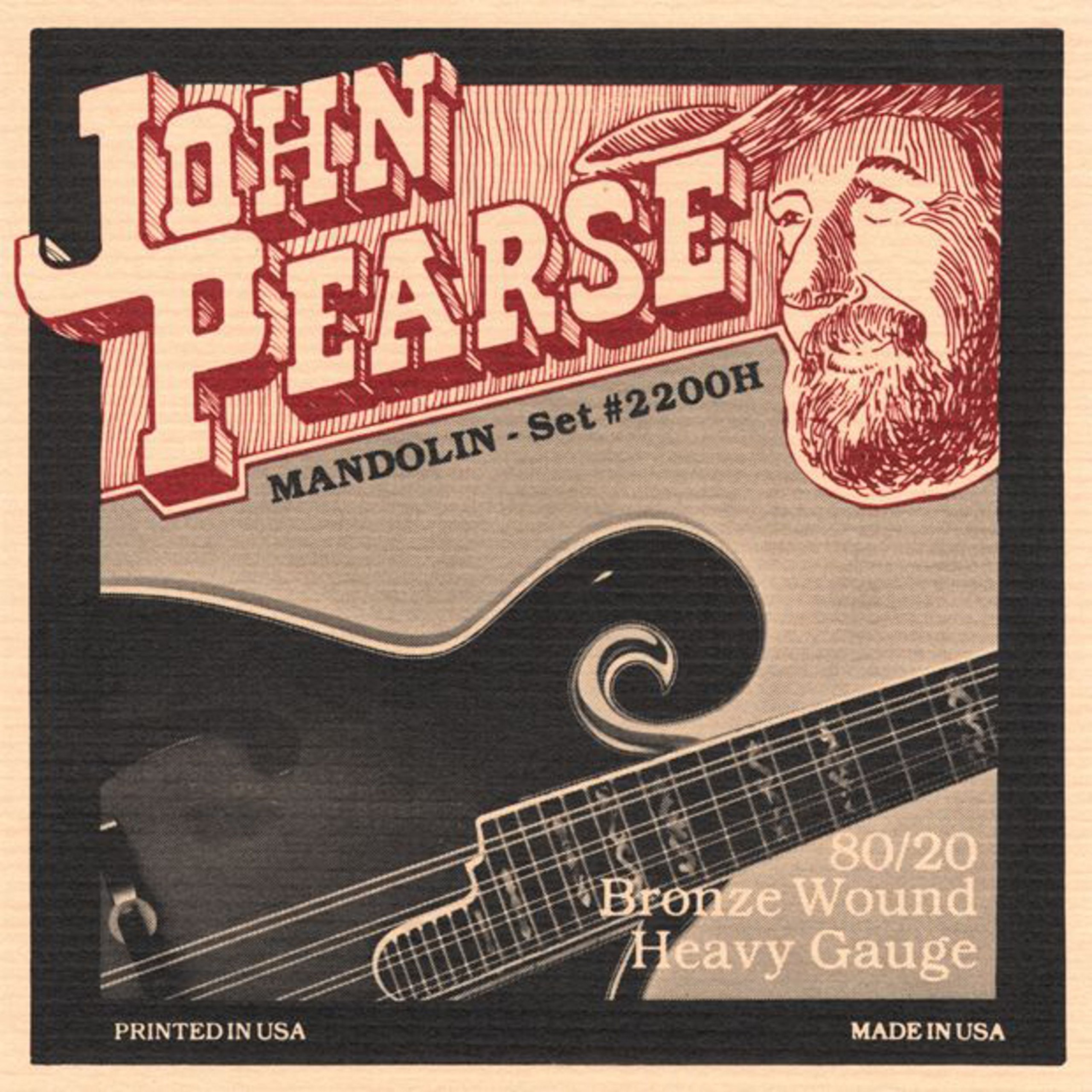 John Pearse P2200H Bronze Mandolin Strings - Heavy Gauge for Bluegrass & Folk Music - Perfect for Professional Performances & Studio Recording