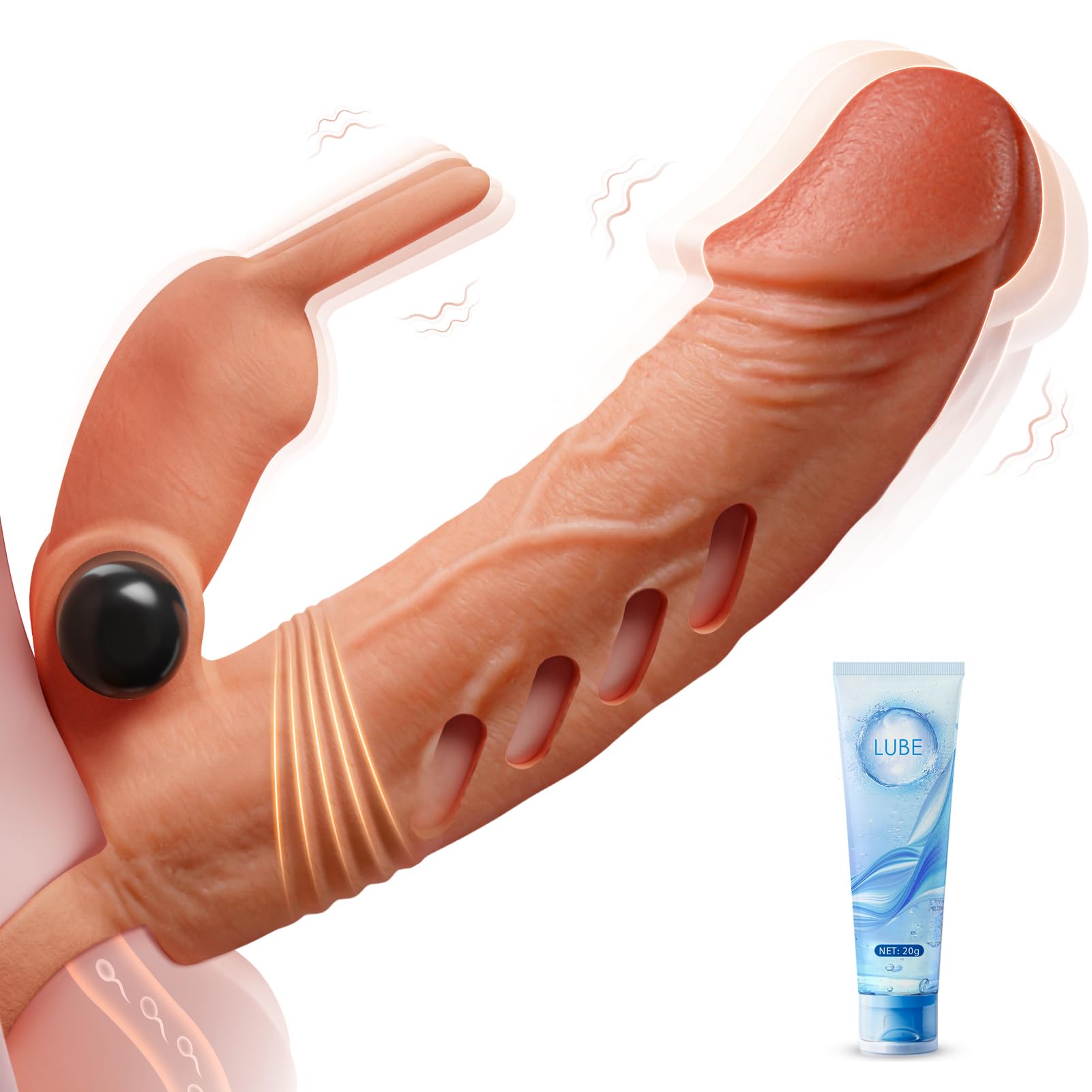 Realistic Penis Vibrator Ring for Men - 10 Powerful Vibration Modes, Couples Sex Toy for Enhanced Pleasure - Perfect for Date Nights & Spicing Up Your Relationship