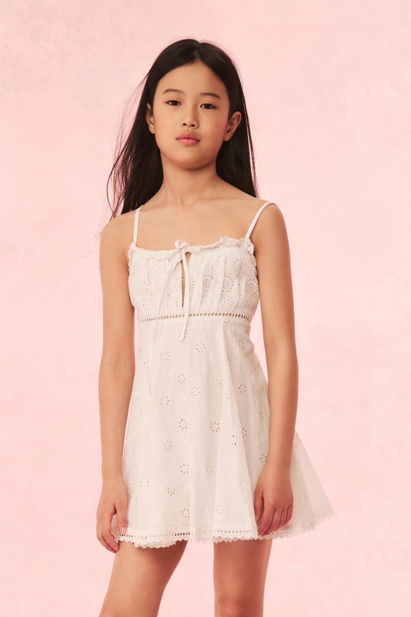 Girls Taralynn Eyelet Lace Dress - Elegant Floral Embroidery Summer Party Dress for Toddler Girls | Perfect for Birthday Parties, Weddings & Special Occasions
