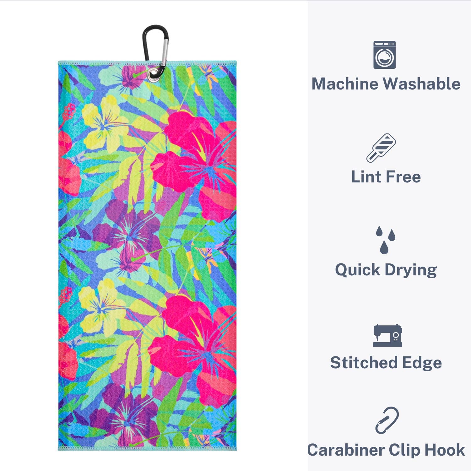 Premium Golf Towel Set of 2 - Microfiber Waffle & Ball Towels for Men & Women - Durable Golf Accessories for Golf Bags - Tropical Floral Design - Perfect Golf Gifts for Him & Her - Ideal for Course Play, Practice & Club Storage