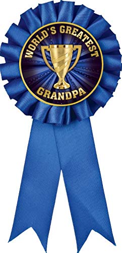World's Greatest Grandpa Blue Rosette Ribbon Award - Premium Trophy Prize for Grandfathers | Perfect for Father's Day Gifts, Retirement Celebrations & Family Recognition Events