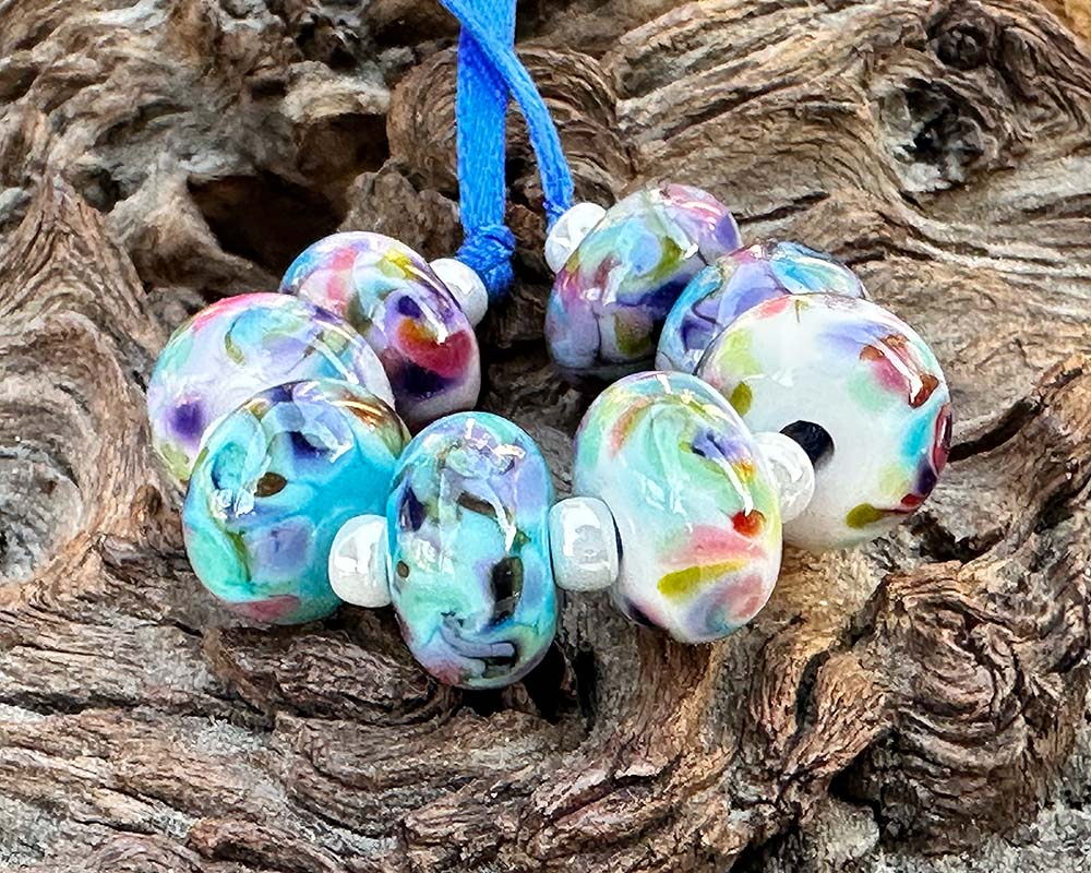 8 Color Burst Lampwork Glass Beads Set for Jewelry Making - DIY Bracelets, Necklaces & Craft Projects - SRA Certified Artisan Beads