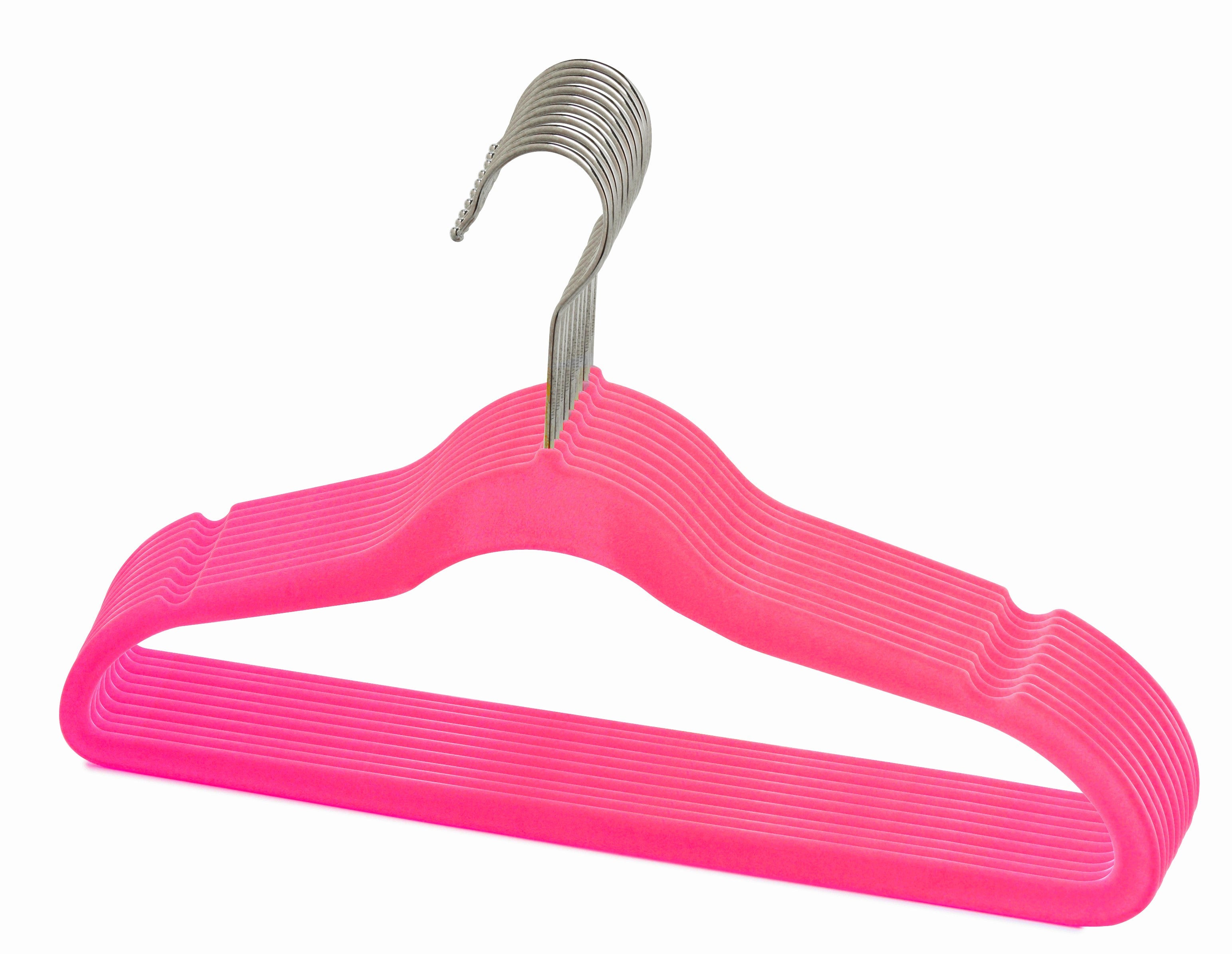 Petite Slim Line Hot Pink Shirt & Pant Hangers - Space Saving Closet Organizers for Small Spaces & Travel