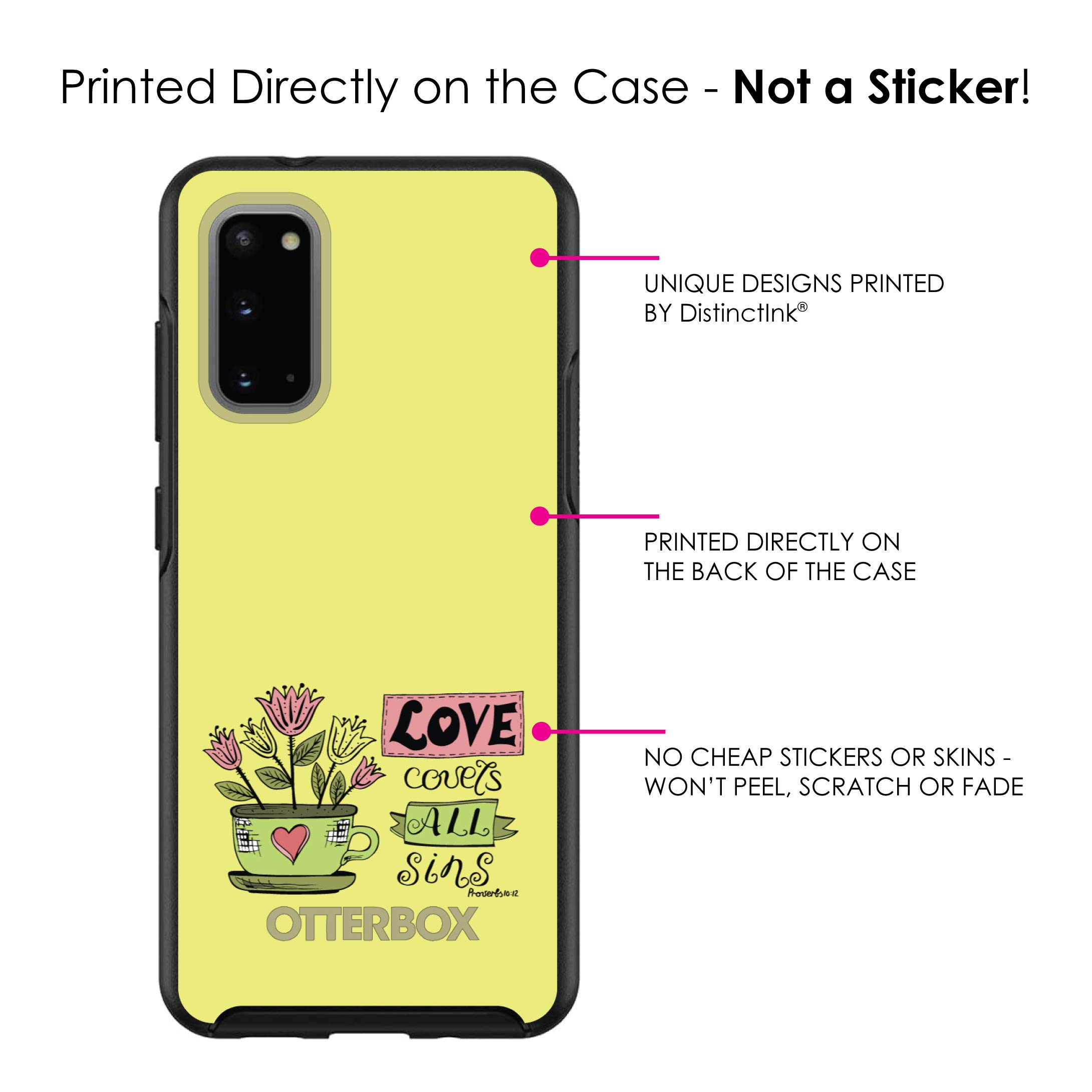 DistinctInk Protective Case for Samsung Galaxy S20+ & S20+ 5G (6.7 Inch) - Durable Shockproof Cover with Bible Verse Design (Proverbs 10:12 - Love Covers All Sins) - Perfect for Daily Use, Travel & Outdoor Activities
