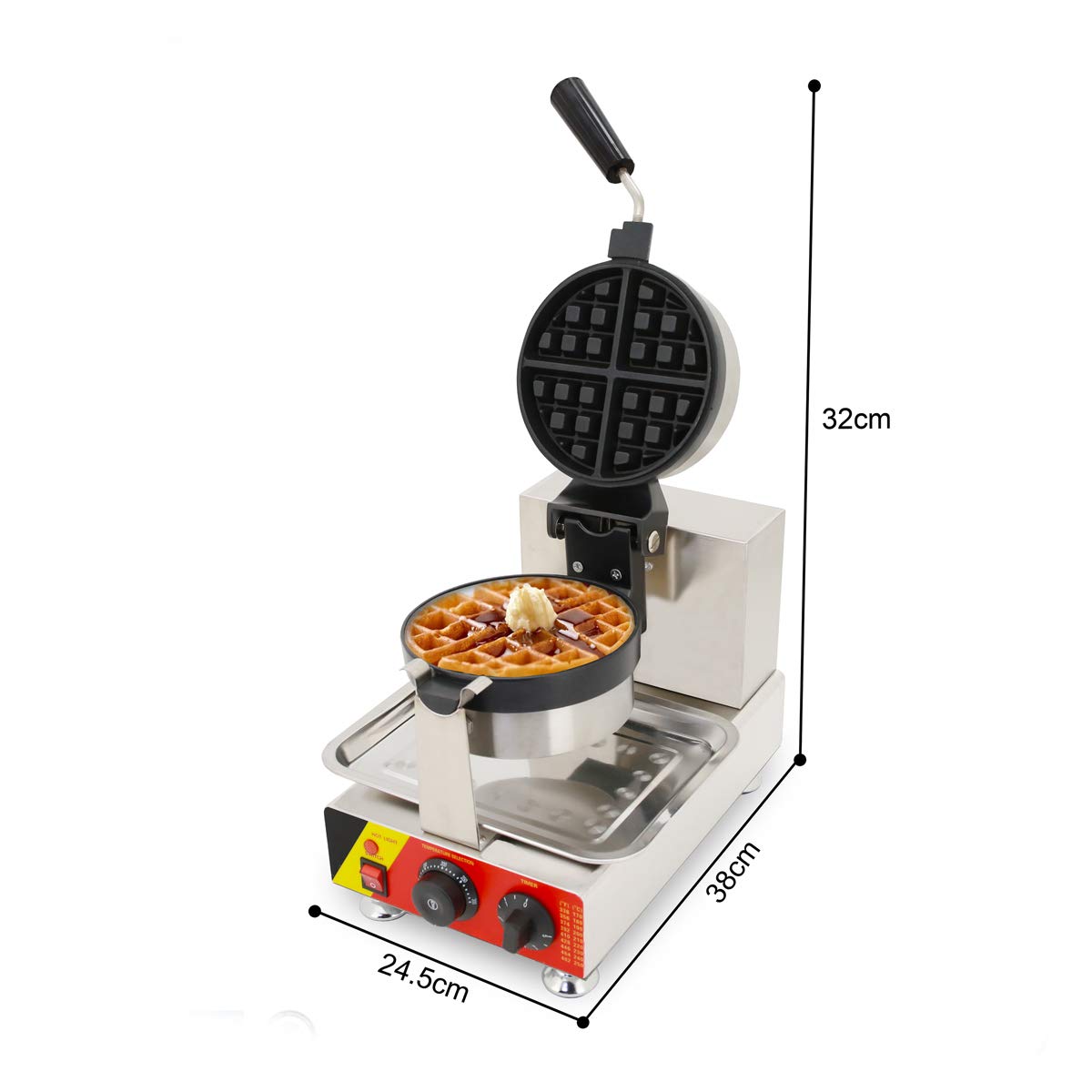 TECHTONGDA Commercial Rotating Belgian Waffle Maker - Nonstick Electric Waffle Iron Machine 110V 1500W for Restaurants, Cafes & Breakfast Buffets - Perfect for Making Crispy Belgian Waffles at Home or Business