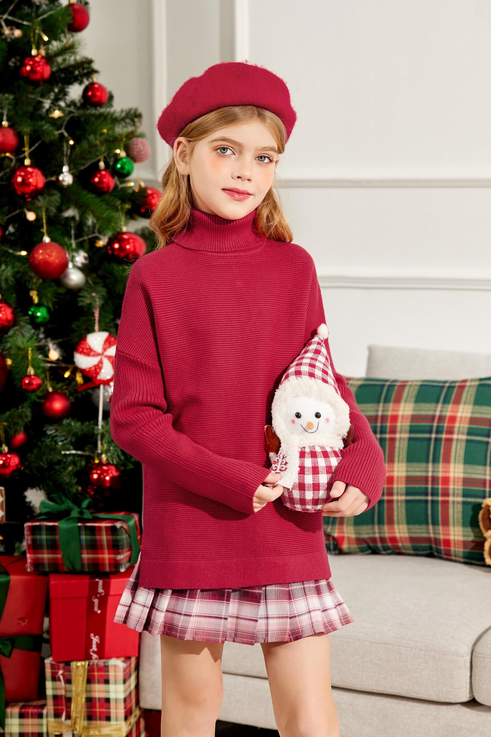 Arshiner Girls Chunky Knit Turtleneck Sweater - Long Sleeve Pullover Jumper Top for Kids | Warm Winter Wear, School Outfits & Holiday Dresses