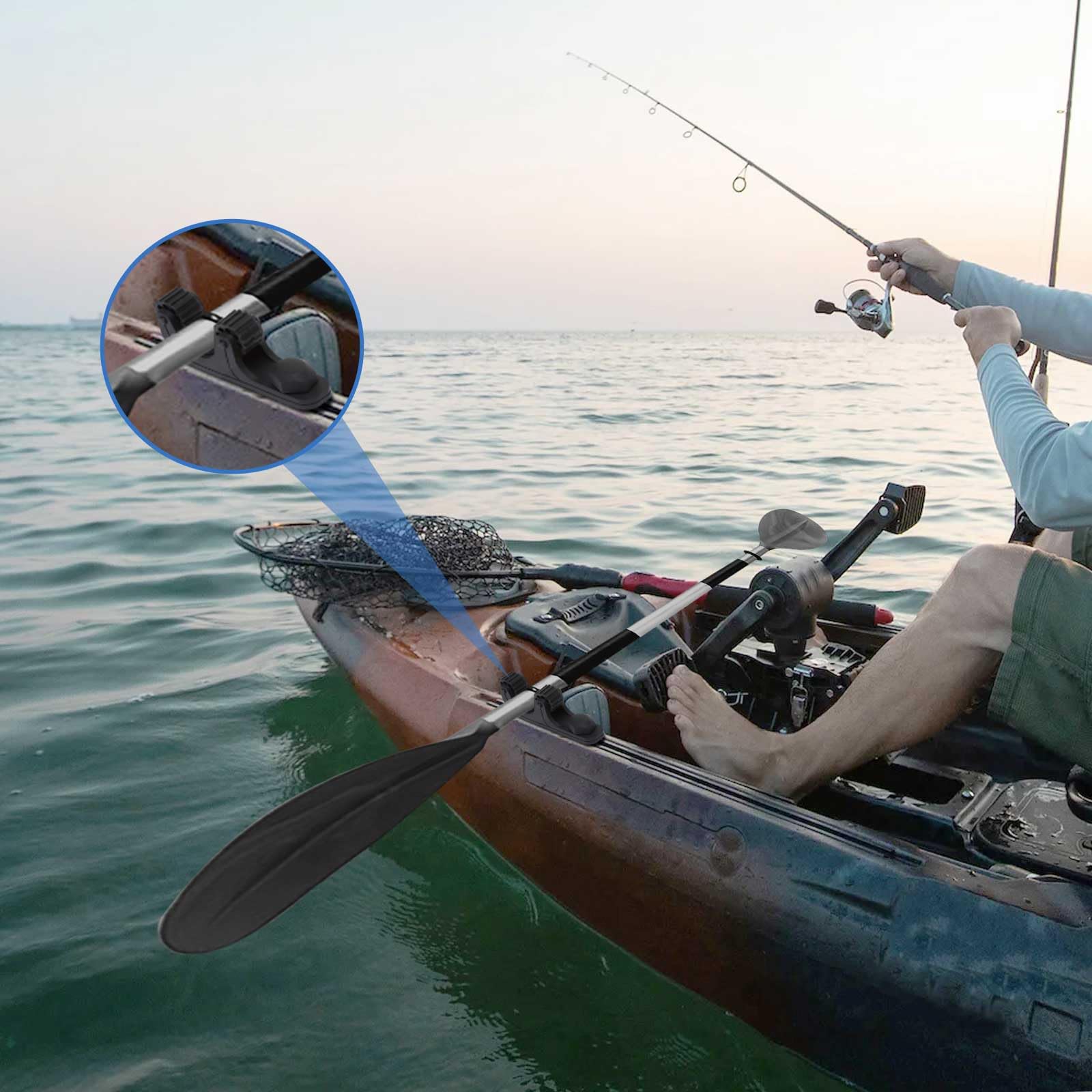 Instellar Kayak Paddle Holder - 2PCS Adjustable Kayak Paddle Clip with Track Mount, Flexible Fishing Accessories for Secure Paddle Storage - Perfect for Kayaking, Fishing, and Water Sports