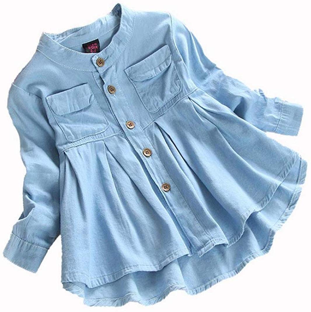 Baby Girls Long Sleeve Ruched T-Shirt - Soft Cotton Kids Top for Autumn & Winter - Perfect for Playdates, School & Holiday Outfits