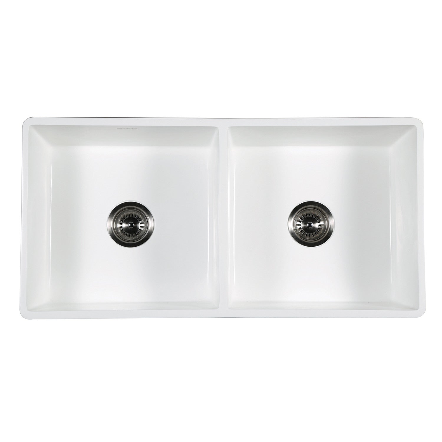 Arcticstone 36 Inch White Farmhouse Kitchen Sink - Double Bowl Apron Front Solid Surface Sink with 2 Strainers, Matte Finish - Perfect for Modern Farmhouse & Rustic Kitchen Designs