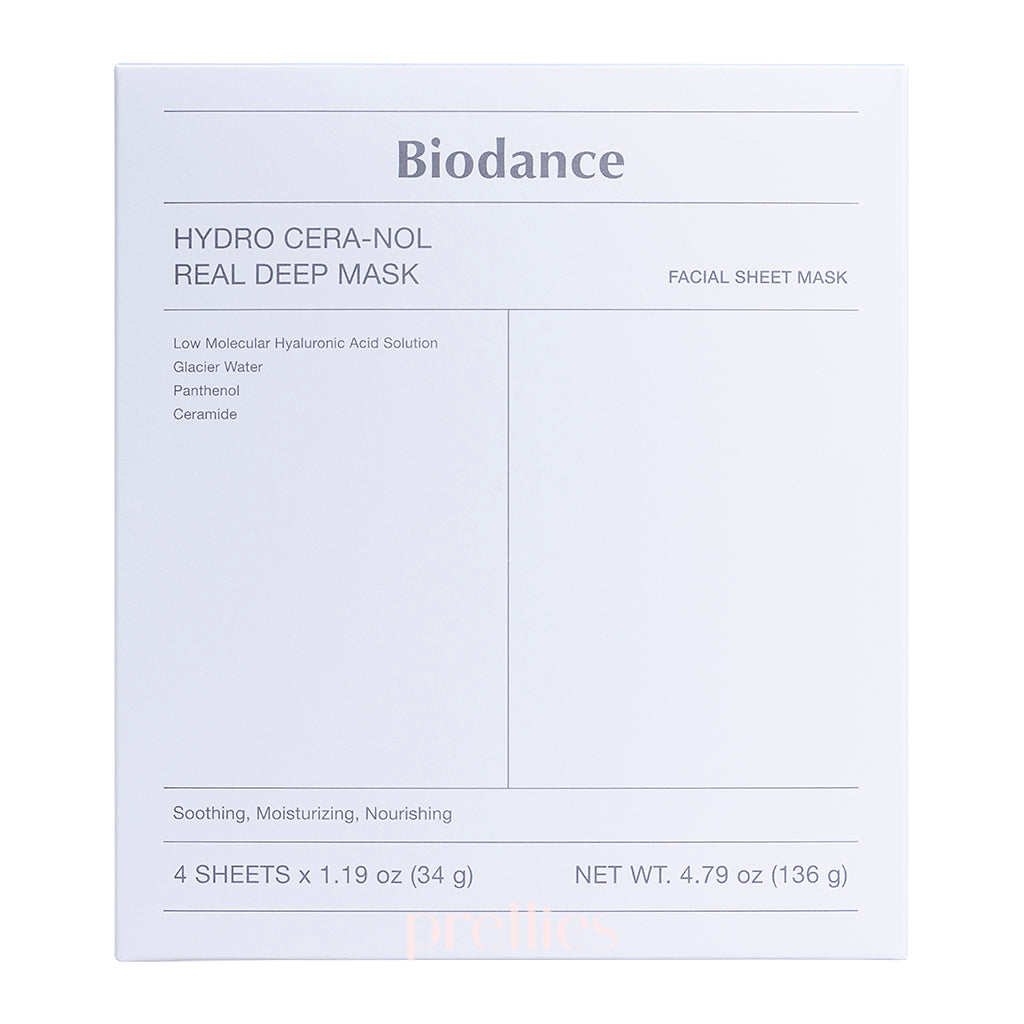 BIODANCE Hydro Cera nol Real Deep Hydrating Face Mask (4pcs/Box) - Korean Skincare for Dry Skin - Perfect for Night Routine & Spa Day