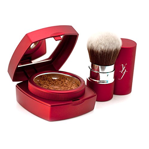 YBF Bronzing Powder with Kabuki Brush - 0.23 Ounce Matte & Shimmer Face Powder for Contouring & Highlighting - Perfect for Everyday Makeup & Special Occasions