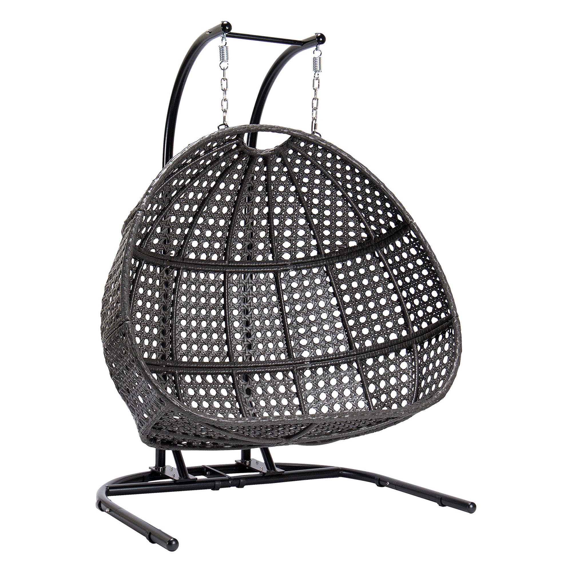 Double Seat Swing Chair with Stand & Cushion - Outdoor Hanging Bench for Patio, Garden, Porch Relaxation