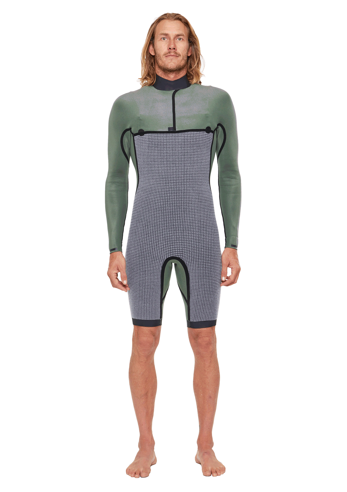 2mm Natural Rubber Chest Zip Long Arm Spring Wetsuit for Men & Women - Perfect for Surfing, Diving, Snorkeling & Water Sports