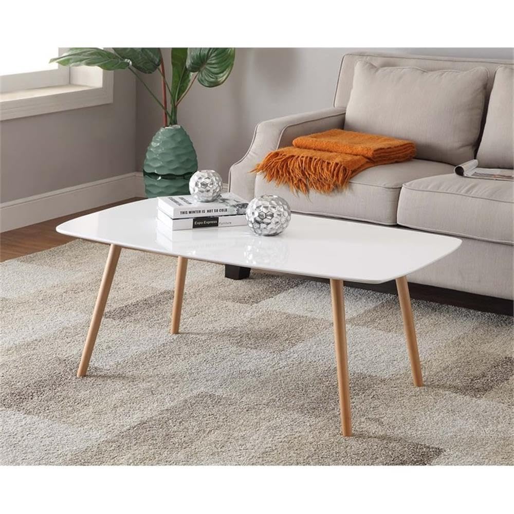 Convenience Concepts Oslo Coffee Table - Modern White Living Room Furniture for Small Spaces | Perfect for Apartments, Studios & Cozy Homes
