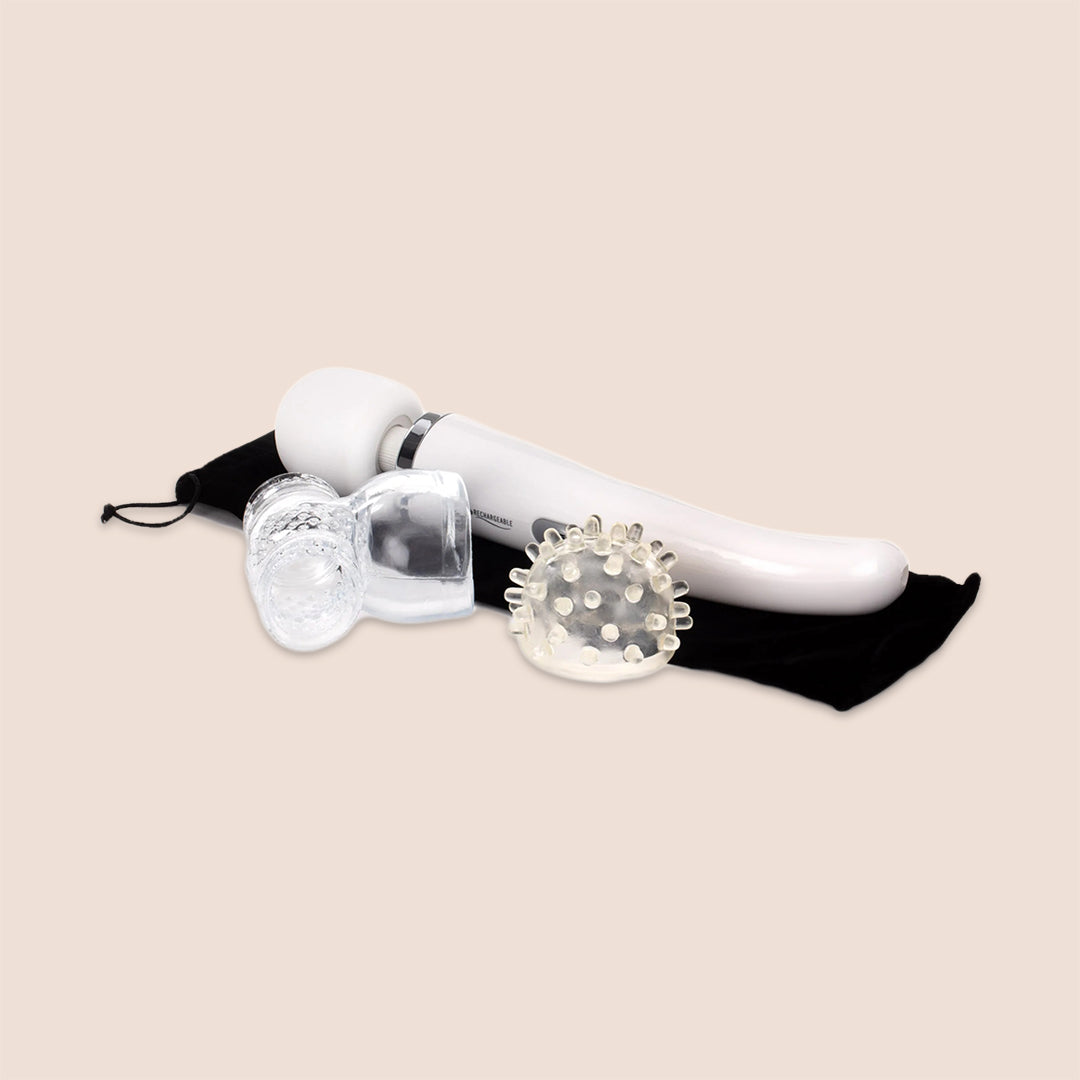 Rechargeable Vibrating Wand Massager Kit for Muscle Relaxation & Pain Relief - Health & Wellness Personal Care Device for Home & Spa Use