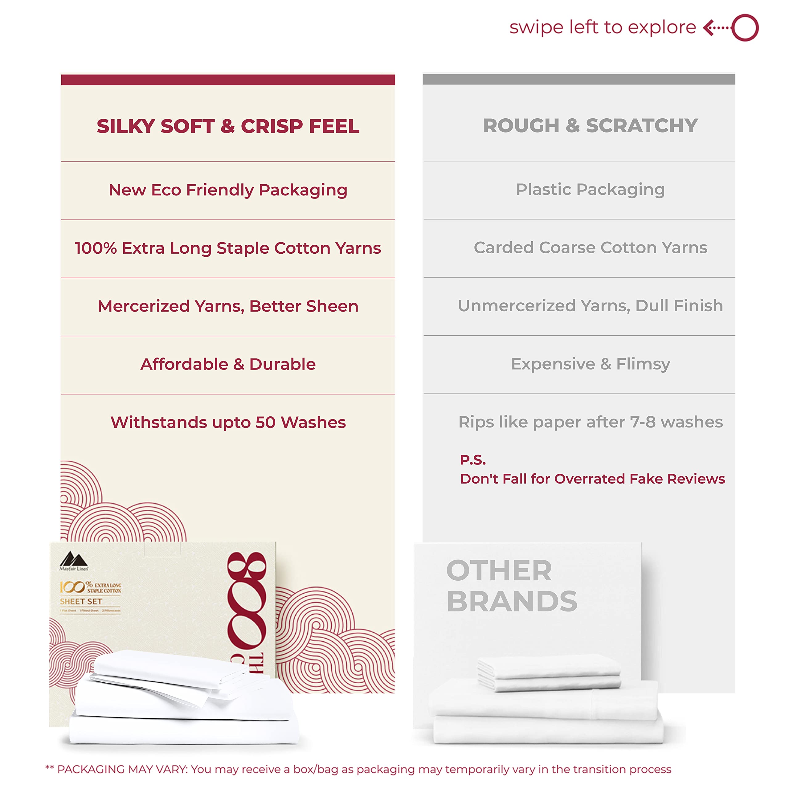 Luxury 100% Egyptian Cotton King Size Sheet Set - 800 Thread Count 6-Piece Hotel Quality Bedding, Sateen Weave Deep Pocket 16