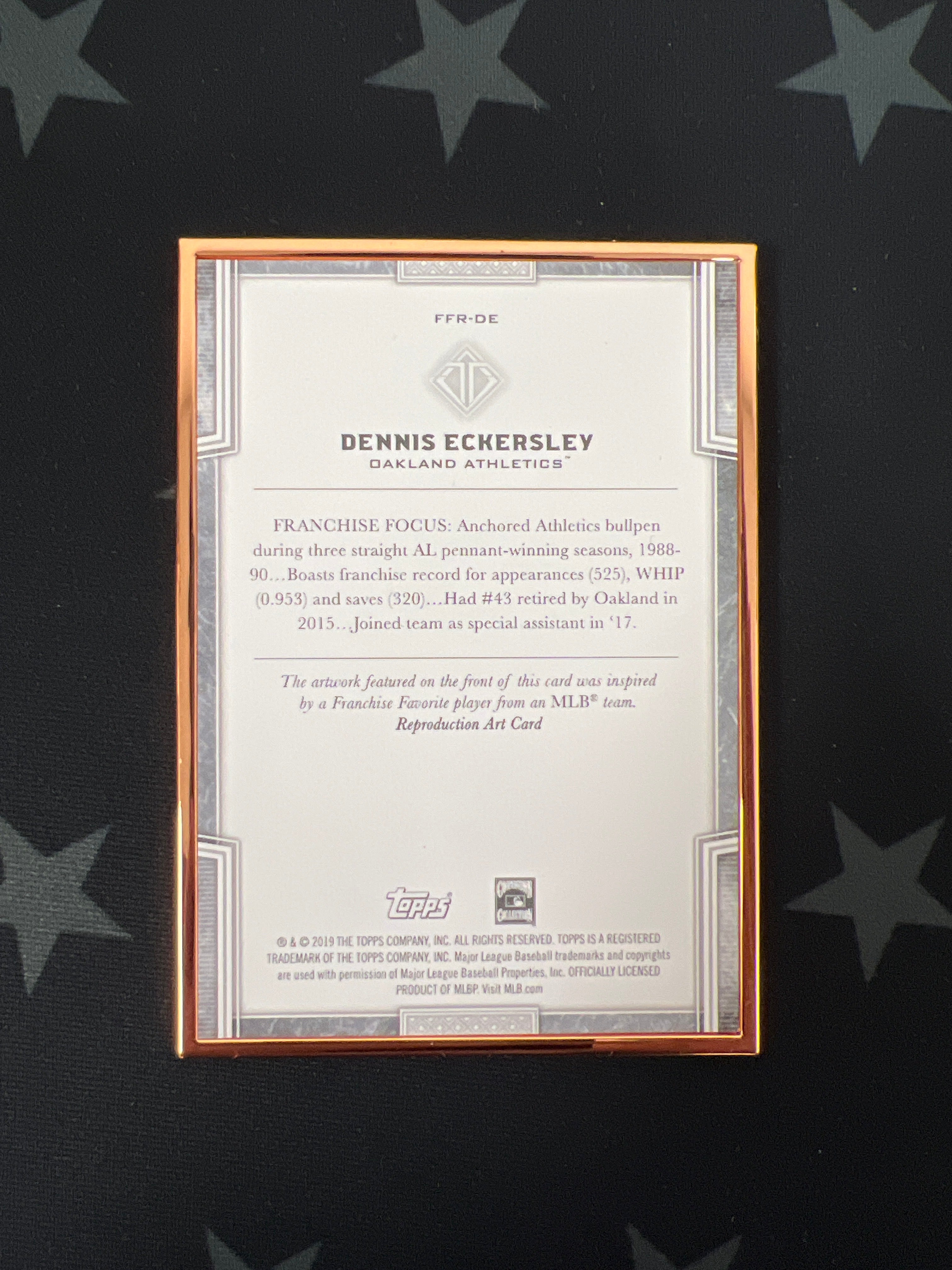 2019 Topps Transcendent Dennis Eckersley #FFR DE Franchite Favorites /100 - Rare Baseball Card for Collectors & Sports Memorabilia Enthusiasts - Perfect for Display, Trading, and Investment