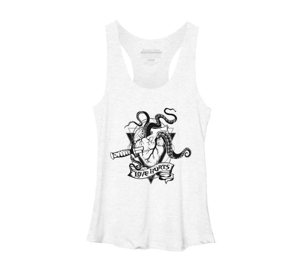 Design By Humans Women's Love Hurts The Monster Heart Racerback Tank Top - Valentine's Day Graphic Tee - Casual Wear & Gift for Her