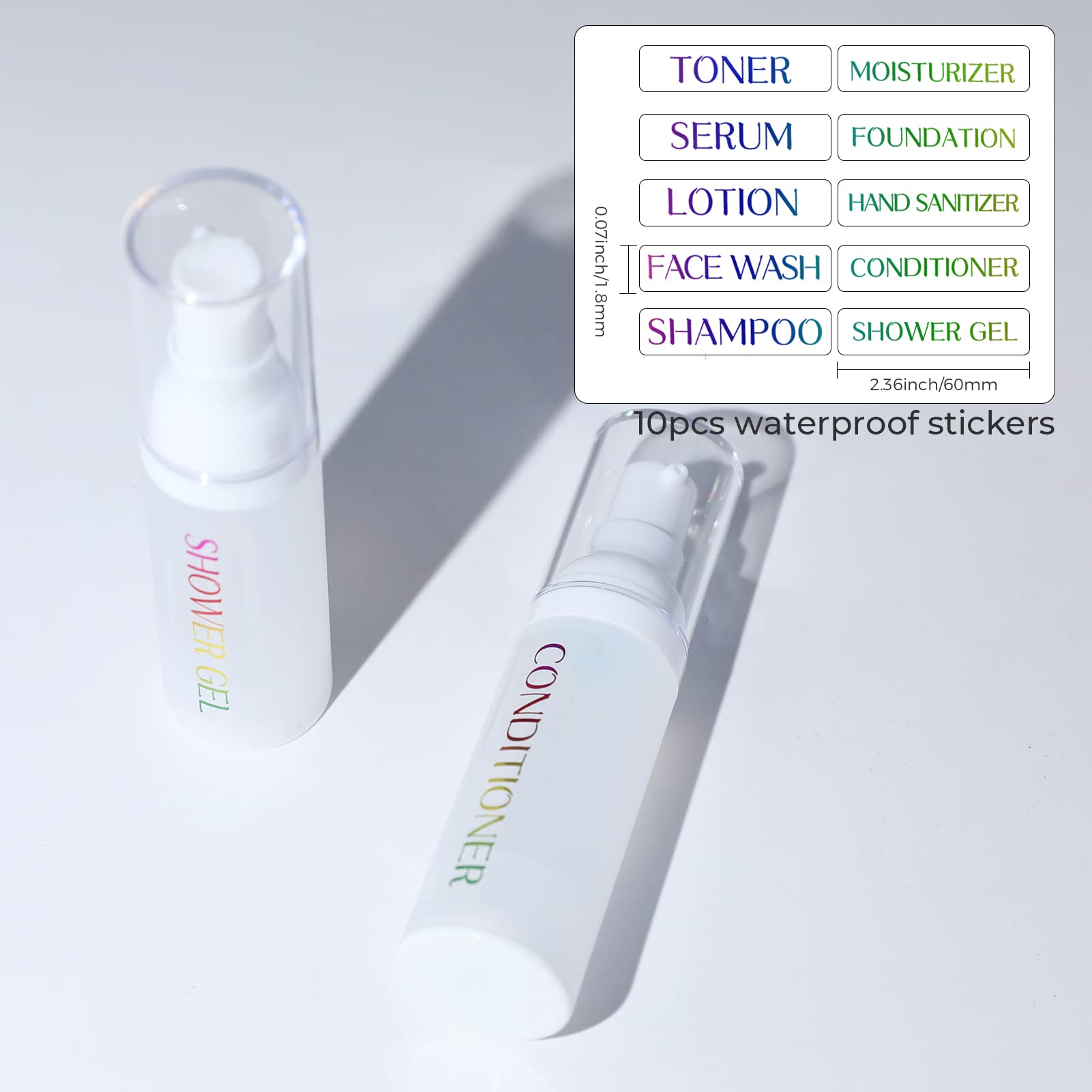 LONGWAY 1.7oz (50ml) Refillable Airless Pump Bottles - 6 Pack Frosted Translucent Travel Cosmetic Containers for Cream, Foundation, Shampoo | Perfect for Toiletry Kits, Gym Bags & Travel Essentials