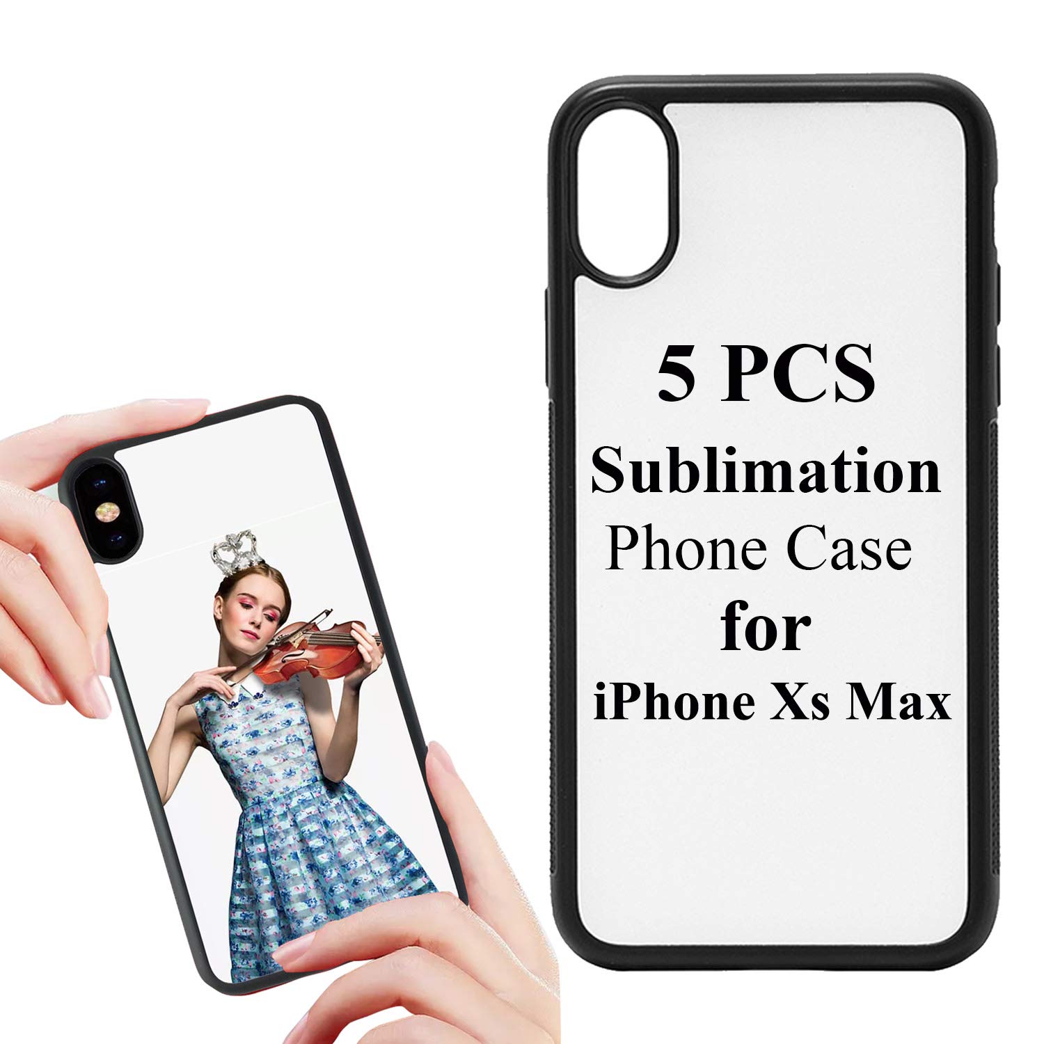 JUSTRY 5-Pack Sublimation Blanks 2D Phone Cases - Soft Rubber Protective Covers Compatible with iPhone Xs Max 6.5
