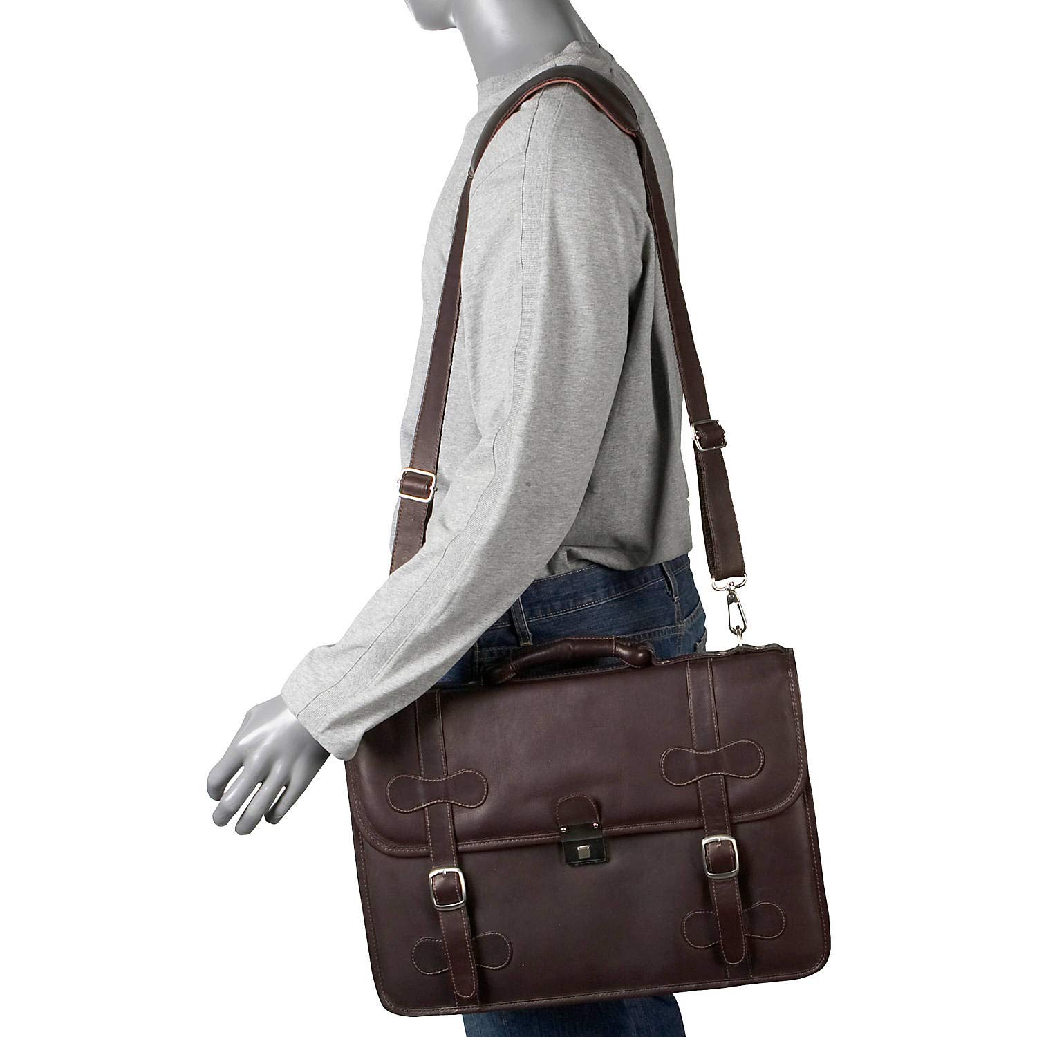XXL Flap-Over Portfolio in Chocolate Brown - Professional Leather Document Holder for Business Meetings, Job Interviews & Office Organization