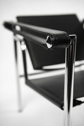Le Corbusier LC1 Basculant Sling Chair - Genuine Black Leather Modern Lounge Chair for Living Room, Office & Reading Nook