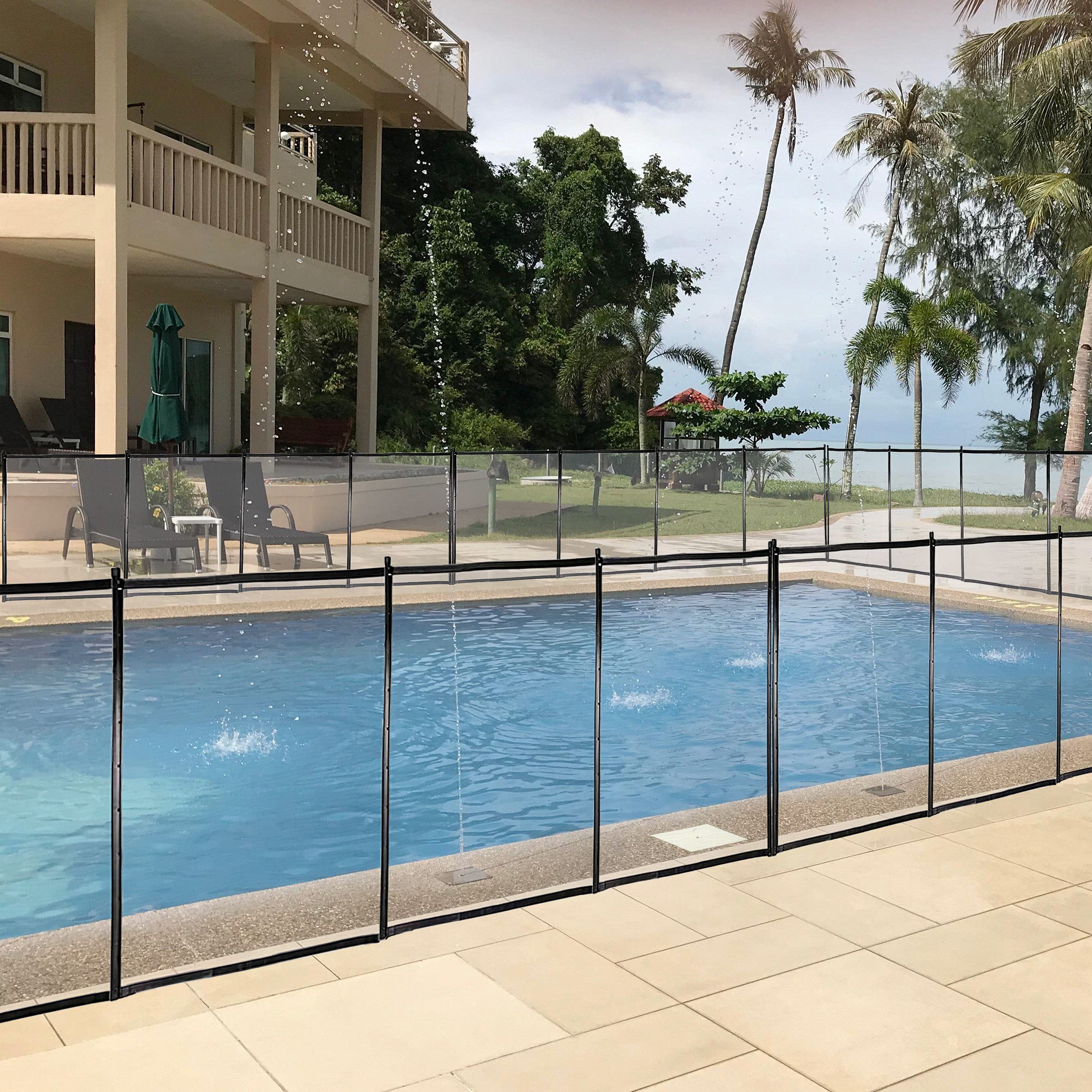 Removable Outdoor Pool Fence with Section Kit - 48x4 Ft Black Mesh Safety Barrier for Inground Pools, Gardens & Patios | Perfect for Child & Pet Protection Around Swimming Areas