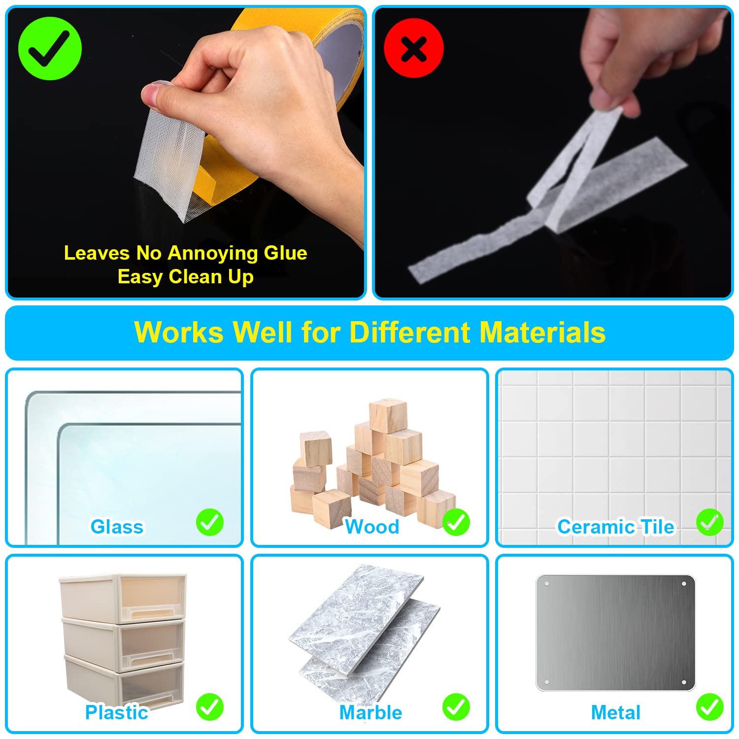 2inch x 33ft Heavy Duty Double Sided Tape - Super Strong Adhesive Mounting Tape with Fiberglass Mesh for Home, Office, School - Perfect for Hanging Pictures, Posters, Mirrors & DIY Projects