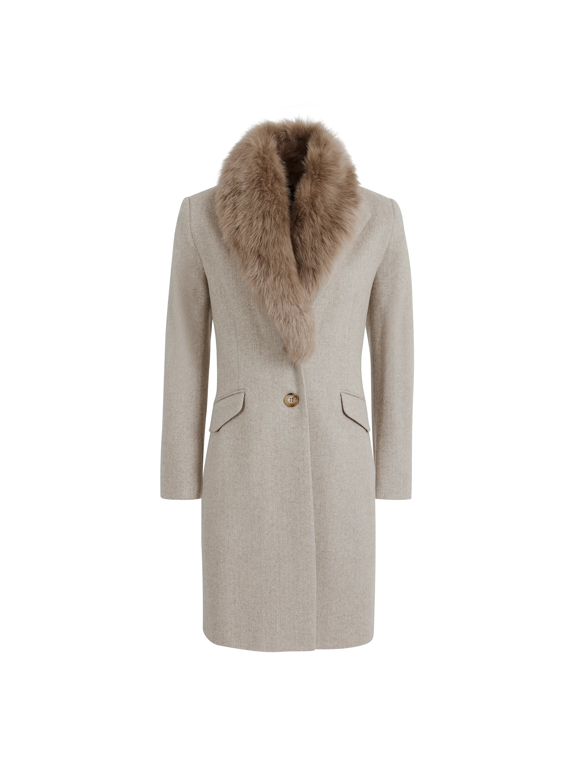 Harriet Taupe Herringbone Coat - Classic Women's Wool Blazer for Office & Business Attire | Perfect for Work, Meetings & Formal Events