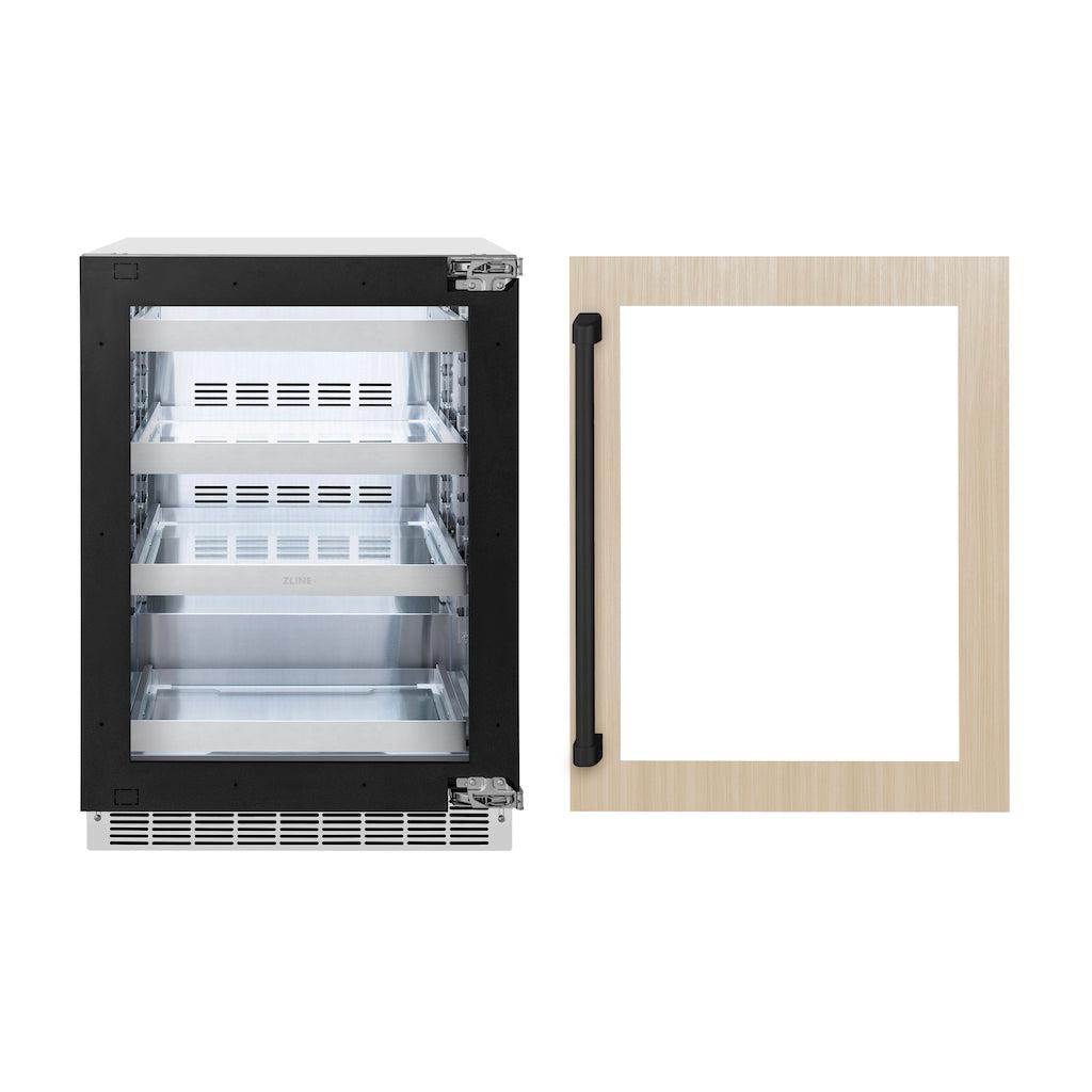 ZLINE Autograph Edition 24 Inch Built-In Beverage Refrigerator - Panel Ready Glass Door with Matte Black Handle - Perfect for Home Bar, Kitchen, or Office - Energy Efficient Mini Fridge for Drinks and Snacks (Model RBSPOZ 24 MB)