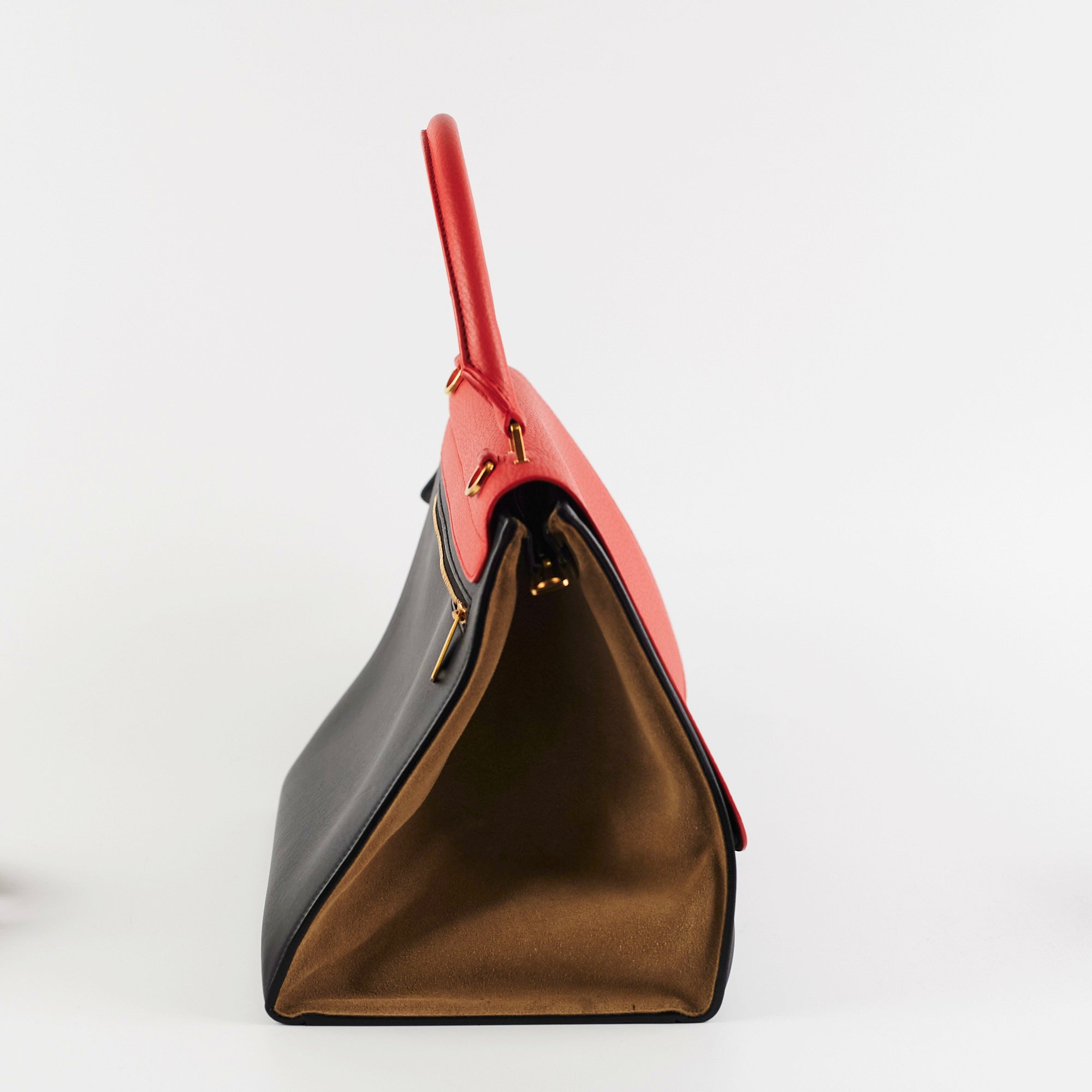 Celine Trapeze Small Handbag in Coral & Black - Elegant Crossbody Bag for Women | Perfect for Work, Travel & Evening Events