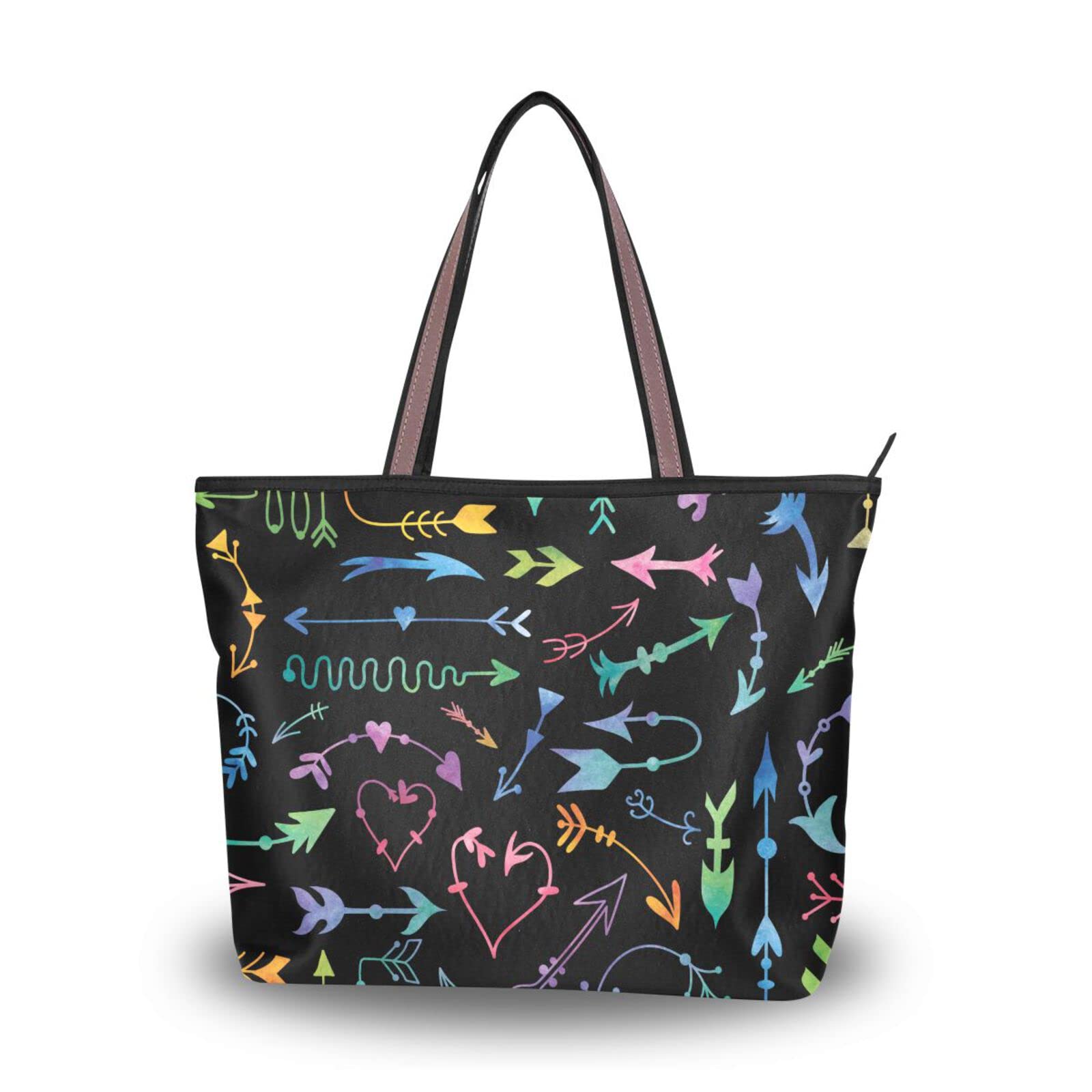 Stylish Colorful Arrows Tote Bag with Zipper - Large Capacity Women's Grocery Bag for Daily Use (2 Sizes) | Perfect for Shopping, Work, and Travel Accessories