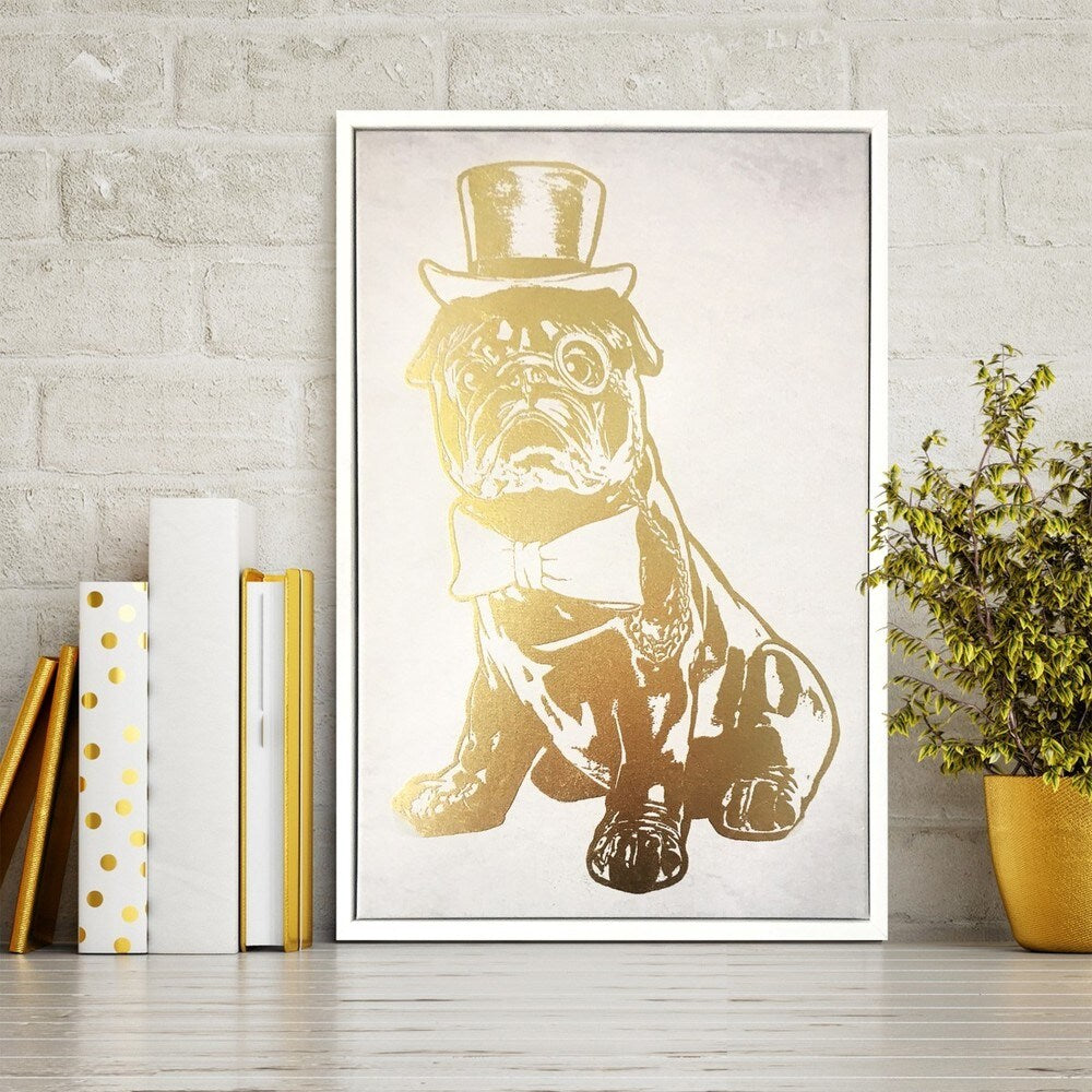 Azzimato Cane Gold Foil Framed Canvas Wall Art - Elegant Home Decor for Living Room, Bedroom & Office