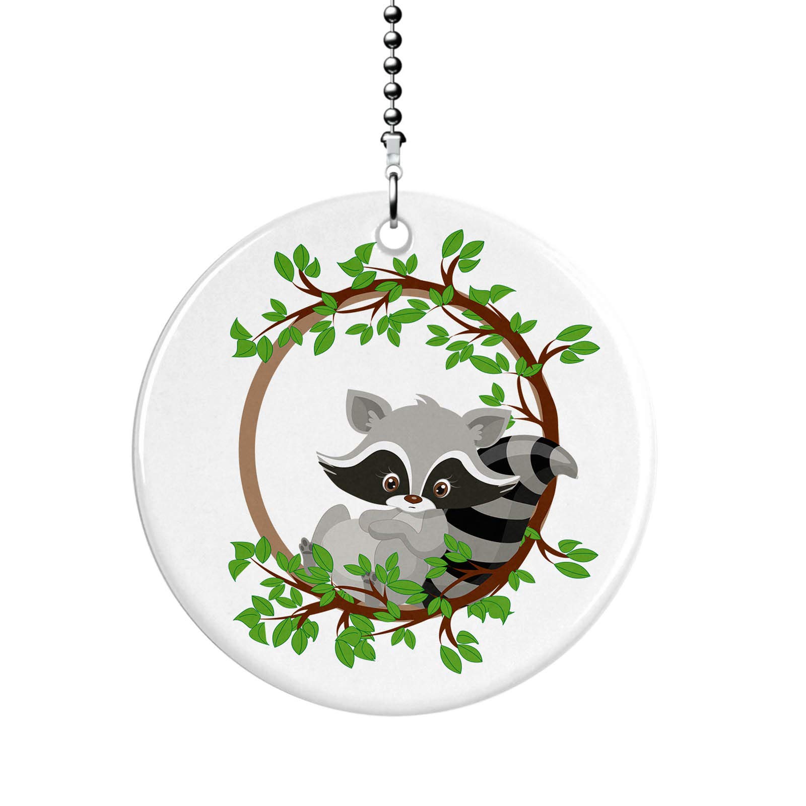 Raccoon in a Woodland Wreath Fan Pull - Rustic Animal-Themed Ceiling Fan Light Switch - Perfect for Cabin, Farmhouse, and Nature-Inspired Home Decor