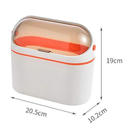 Wall Mounted Trash Can with Lid - Compact Countertop Hanging Garbage Bin for Kitchen Cabinet, Bathroom, Bedroom, Office & Living Room - Space-Saving Orange Trash Can - Perfect for Small Spaces & Home Organization
