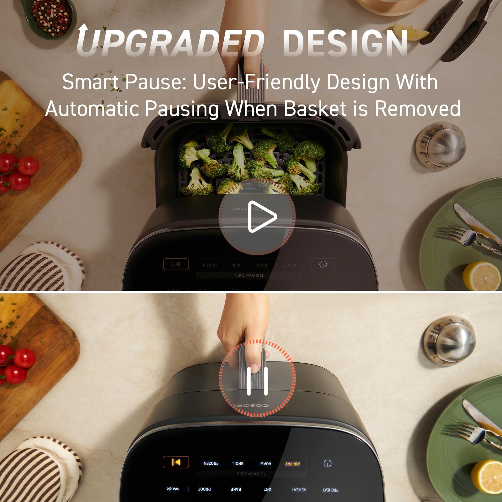 COSORI Air Fryer 6L TurboBlaze - 9-in-1 Compact Air Fryer with 5 Fan Speeds, 30°C-230°C Temperature Range, Oil-Free Cooking, Non-Stick & Dishwasher Safe Basket - Includes 110+ Recipes - Perfect for Healthy Meals, Quick Snacks & Family Dinners