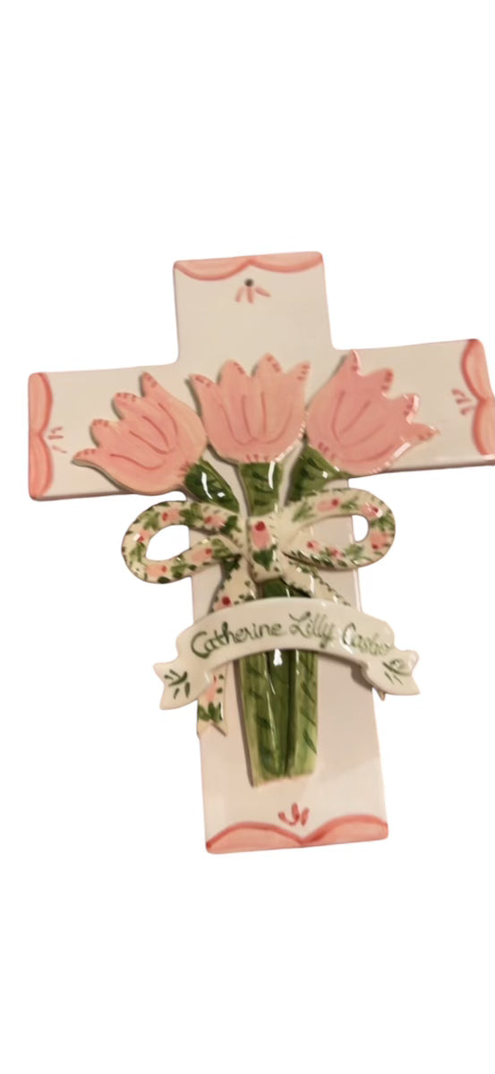 Large Tulip Cross Pendant Necklace - Elegant Floral Jewelry for Women, Perfect for Gifts, Weddings & Special Occasions
