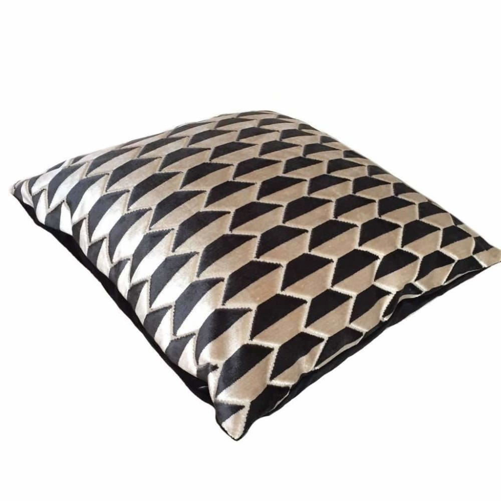 Robert Allen Alessio Black & Beige Geometric Velvet Pillow Cover - Luxury Decorative Throw Pillow Case for Sofa, Bed, Couch - Home Decor Accent for Living Room, Bedroom