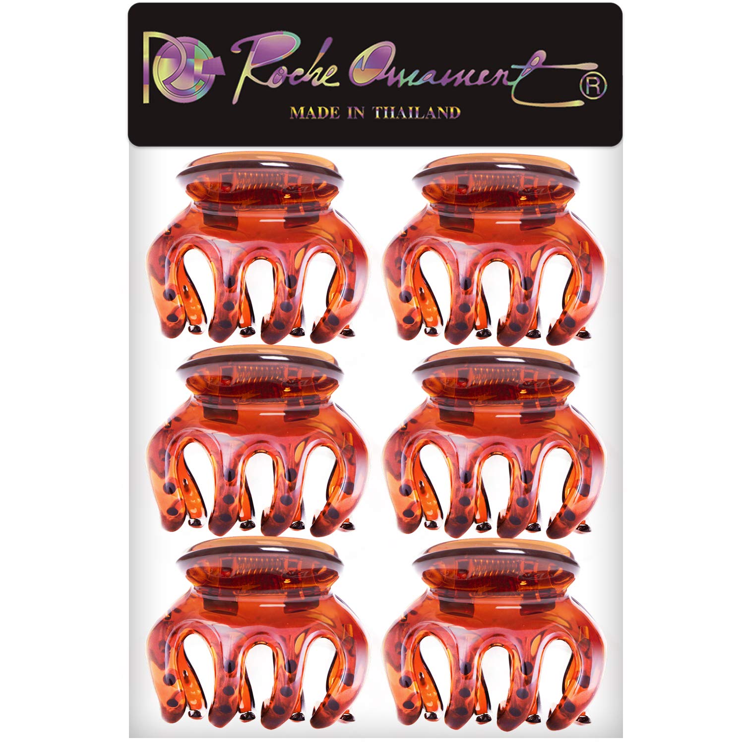 6-Pack Women's Classic Jumbo Pumpkin Hair Clips - Octopus Claw Jaw Interlocking Teeth Design for Strong Hold & No Slip Grip | Fashion Hair Accessories for Thick Hair, Ponytails & Updos (Large, Brown)