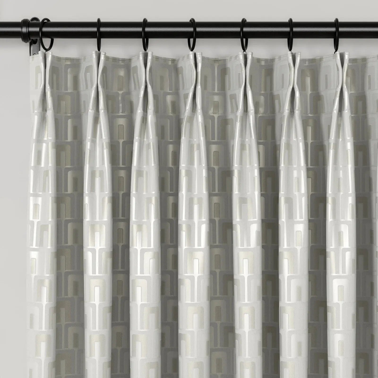 Lydia Plants Jacquard Curtain Pleated - Elegant Floral Print Blackout Drapes for Living Room, Bedroom & Nursery - Home Decor Window Treatments for Privacy & Light Control