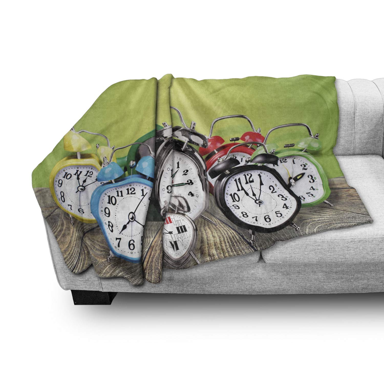 Ambesonne Vintage Alarm Clock Fleece Throw Blanket - 50