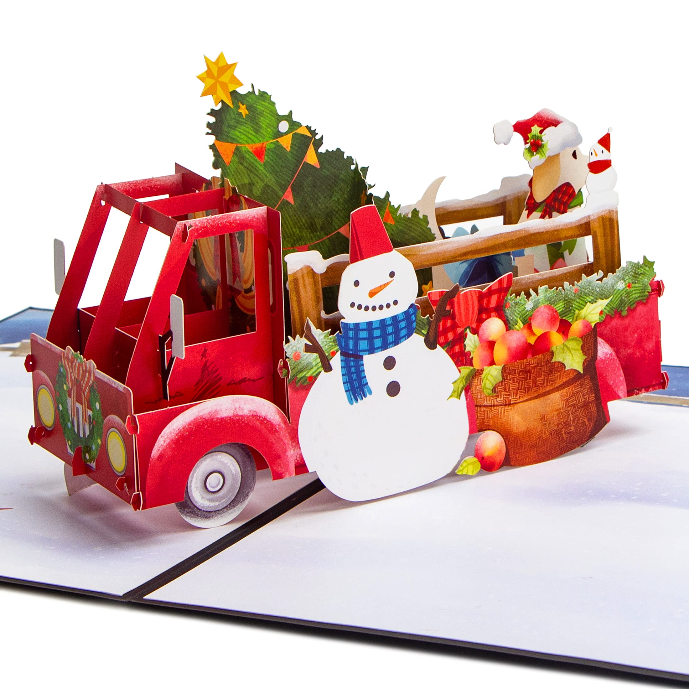 3D Pop Up Christmas Cards with Envelopes - 2 Pack Holiday House & Red Truck Design - Merry Xmas Greeting Cards for Family (Kids, Parents, Grandson, Husband) - Perfect for Holiday Gifts, Office Parties & Festive Home Decor