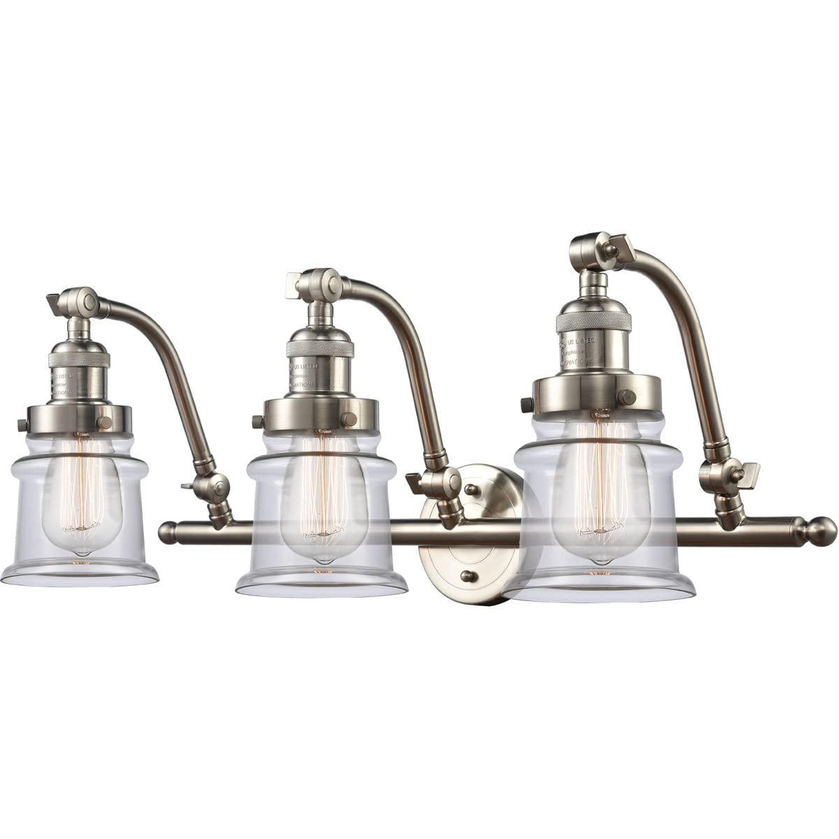 3-Light Bathroom Vanity Light Fixture - Small Canton Style in Oil Rubbed Bronze (515-3W-SG-G182S) - Perfect for Bathroom Mirror Lighting, Powder Room Decor & Modern Home Lighting Upgrade