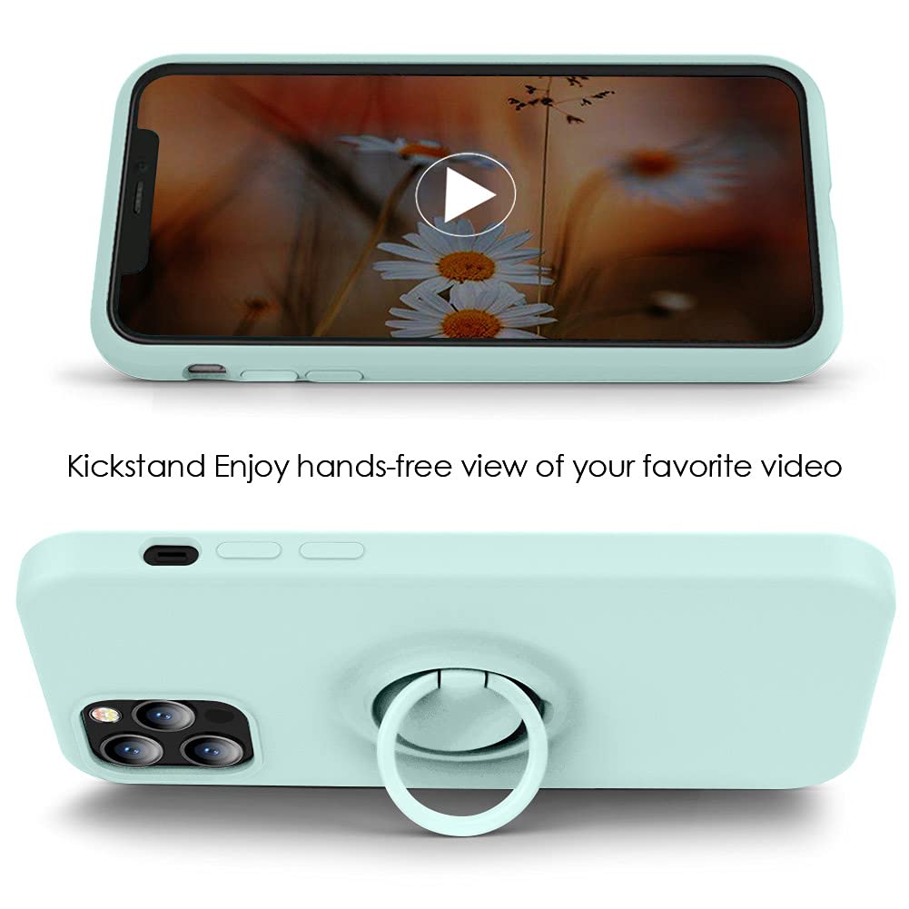 MOCCA iPhone 12 Pro Max Case 6.7 inch with Ring Kickstand & Shockproof Protection | Soft Microfiber Lining | Anti-Scratch Full Body Cover (Mint Green) - Perfect for Work, Travel & Everyday Use