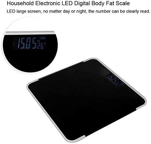High Precision Digital Bathroom Scale with Wide Platform & Backlit LCD - 440 lbs Capacity, Includes Body Tape Measure (Black) - Perfect for Home, Gym & Health Tracking