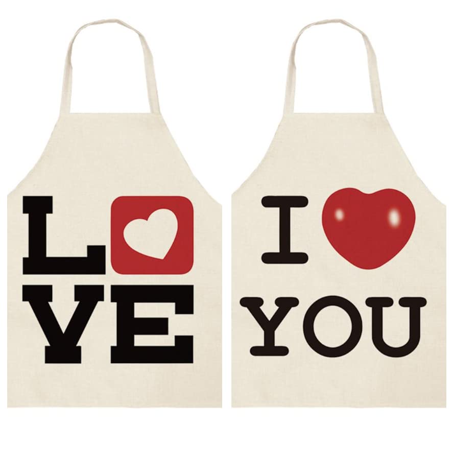 2-Piece Couples Apron Set - Simple & Romantic 