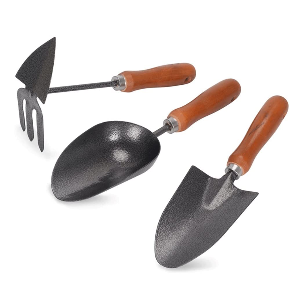 **MZLXDEDIAN 3-Piece Heavy Duty Steel Gardening Tools Set - Hand Trowel, Transplant Trowel & Cultivator Hand Rake - Perfect Garden Gift for Women & Men - Ideal for Planting, Weeding & Soil Cultivation**