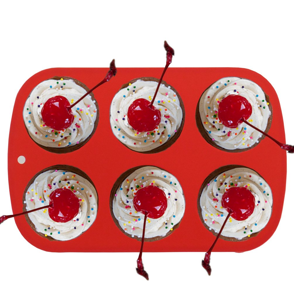 Non-Stick Silicone 6 Cup Muffin Pan - BPA Free, Flexible & Easy Clean Baking Tray for Cupcakes, Brownies, Mini Pies - Perfect for Home Baking, Parties & Holiday Treats