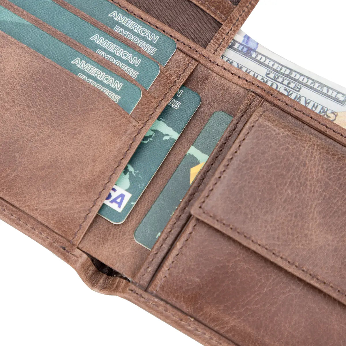 Genuine Leather Men's Wallet - Slim RFID Blocking Bifold Wallet for Men - Classic Brown Leather Wallet for Everyday Use & Travel