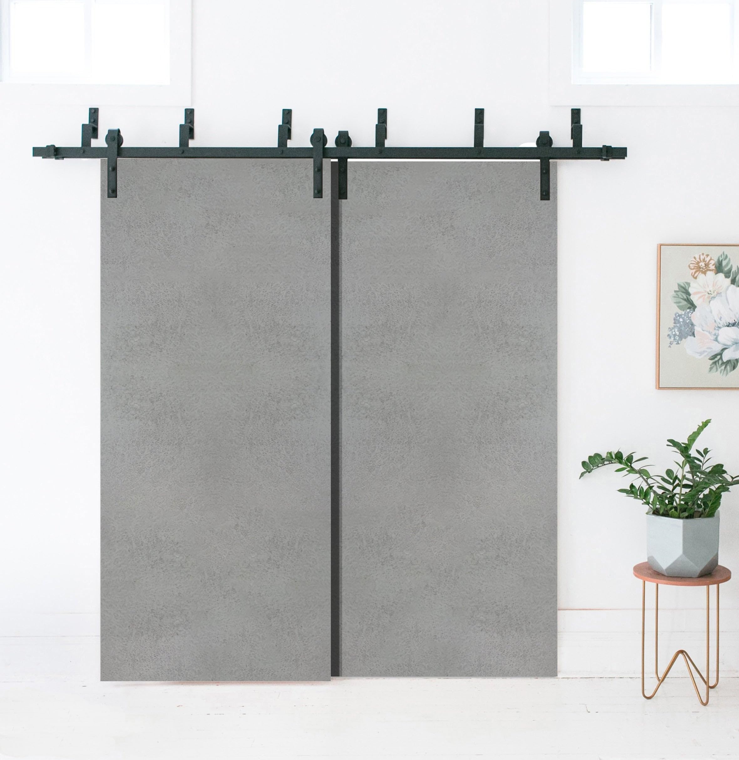 SARTODOORS Slab Barn Door Panel - Planum 0010 Concrete Finish | 18x84 Inch Solid Wood Sliding Door | Heavy Duty Closet & Room Divider for Modern Homes | Perfect for Bedrooms, Living Rooms & Office Spaces